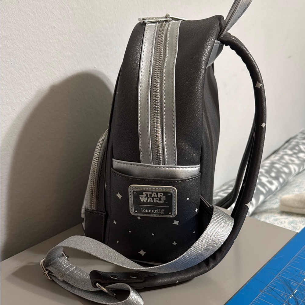 Star Wars Loungefly Backpack with Baby Yoda and Mandalorian Design - Picture 3 of 4